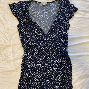 J Crew Navy and White Polkadot Jumpsuit